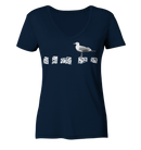 Möwe auf Buhne - Ladies Organic V-Neck Shirt